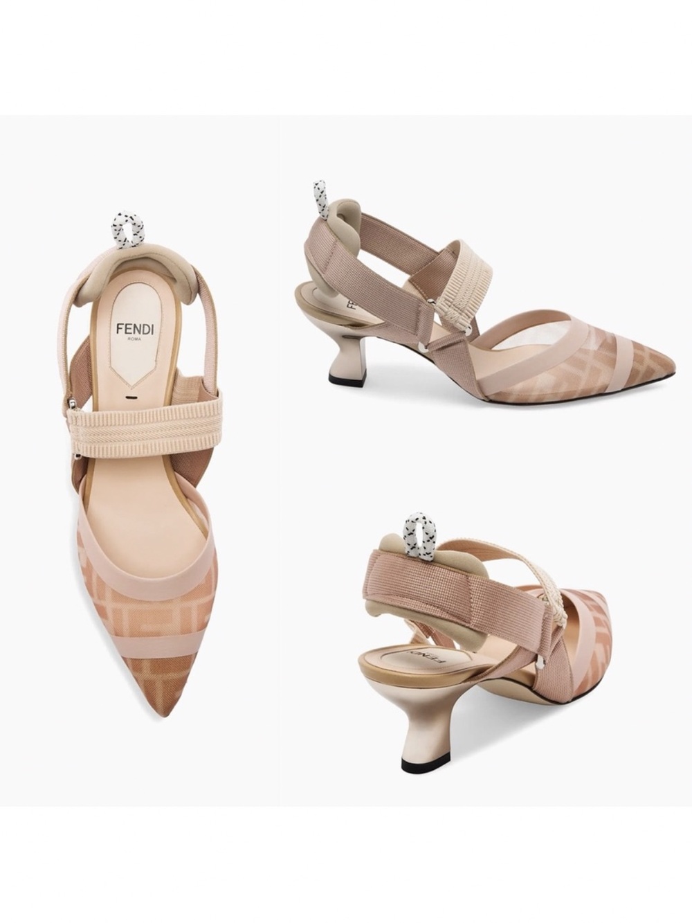 New Fendi Colibri 55MM Mesh
Slingback Pumps $995 36.5